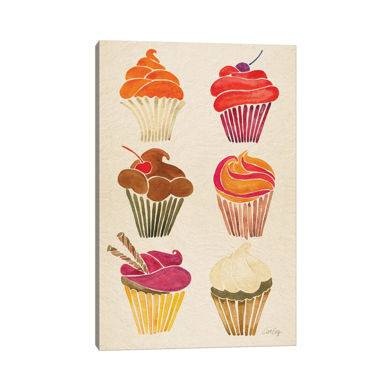 Strickler Cupcakes, H 18 po x l 12 po x P 1,5 po, Toile avec cadre noir, Pas de tapis