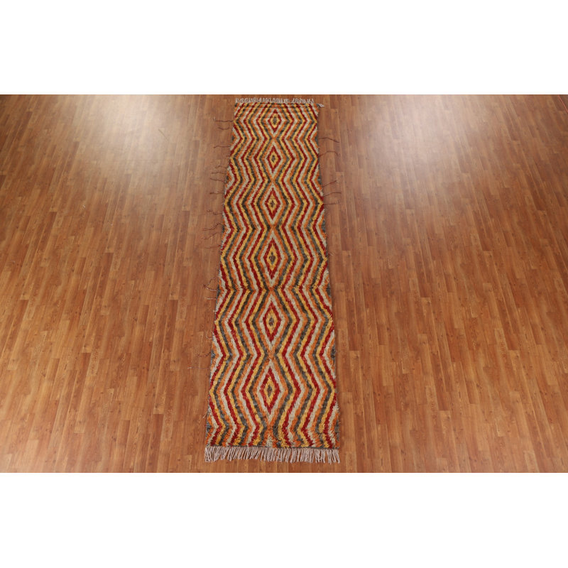One-of-a-Kind 3'1" X 12'7" New Age Runner Wool Area Rug in