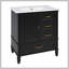 Meuble-lavabo de 30 po avec lavabo, armoire de salle de bain avec porte, trois tiroirs, pieds en bois massif et panneau de fibres à densité moyenne, patins réglables, noir-958173427