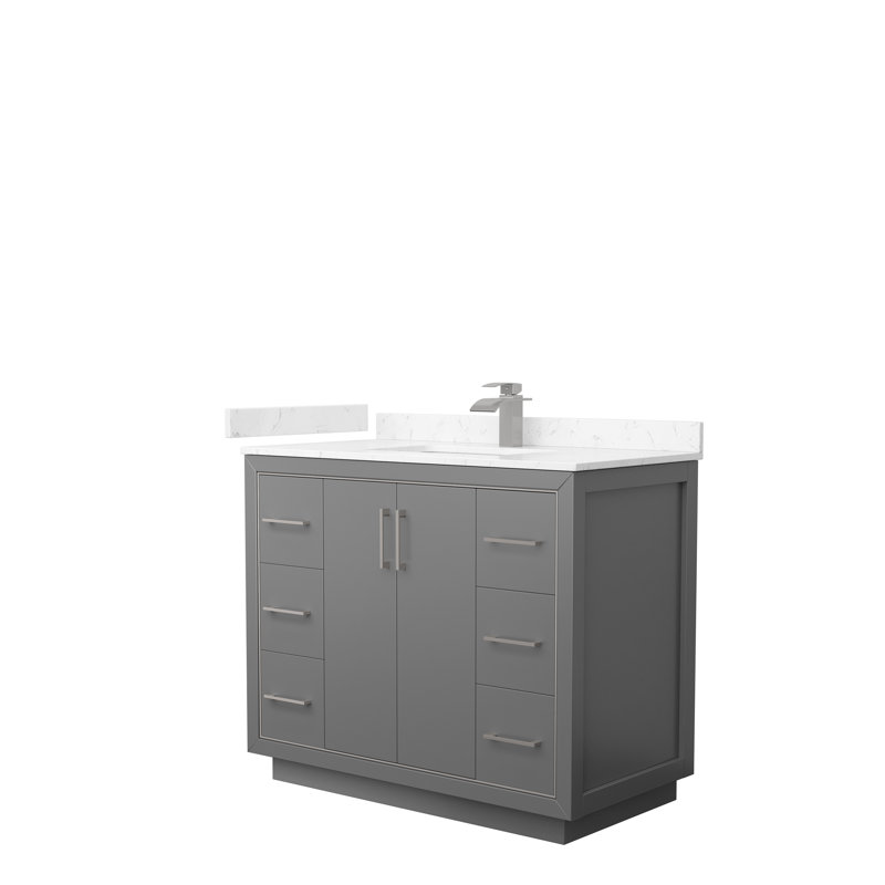 Icon 42'' W Single Vanity, Carrara, Dark Blue, Brushed Nickel