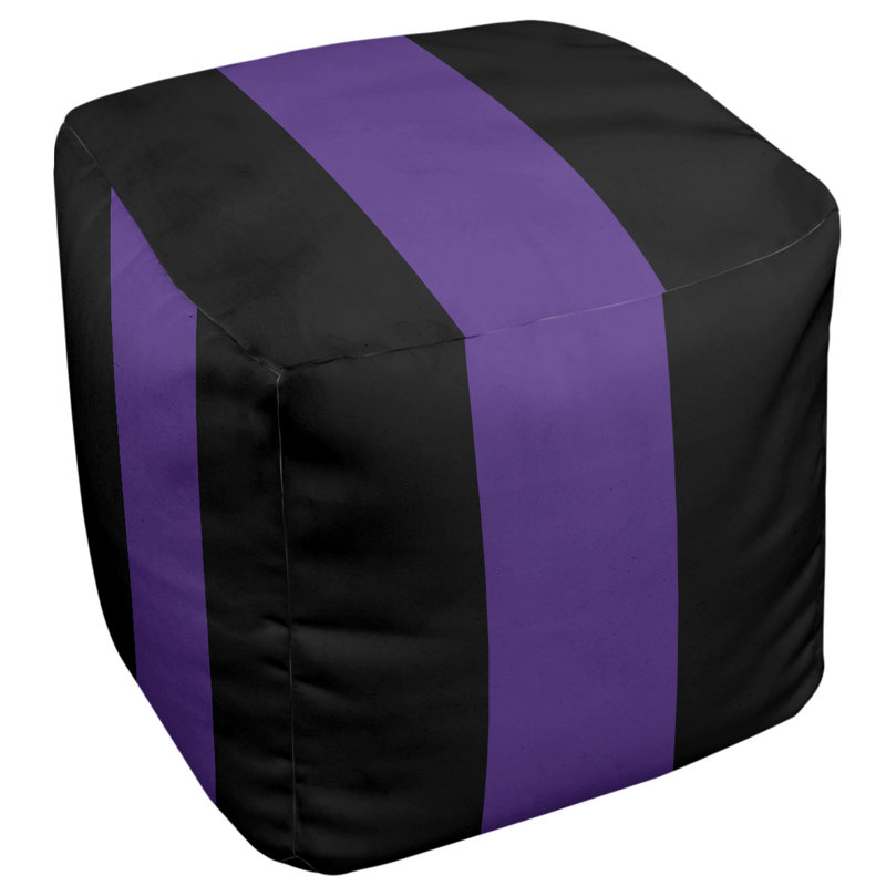 Repose-pieds cubes à rayures michigan, H 13 po x l 13 po x P 13 po, Noir / mauve / noir