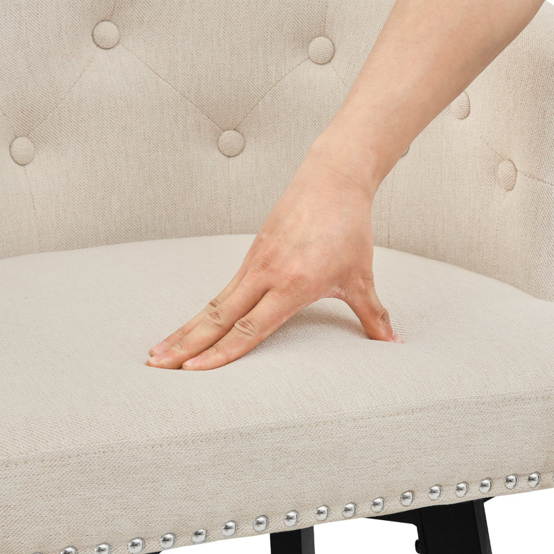 Ensemble de 3 tabourets pivotants avec siège rembourré et structure en métal, Lin lin
