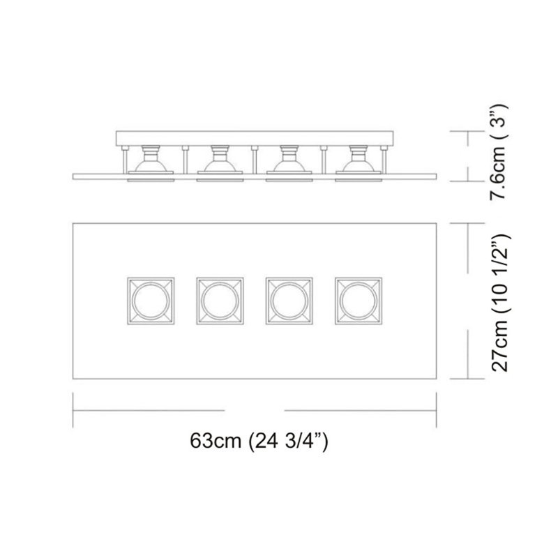 Polifemo 4 - Light 24.8031" Rectangle Semi Flush Mount, White