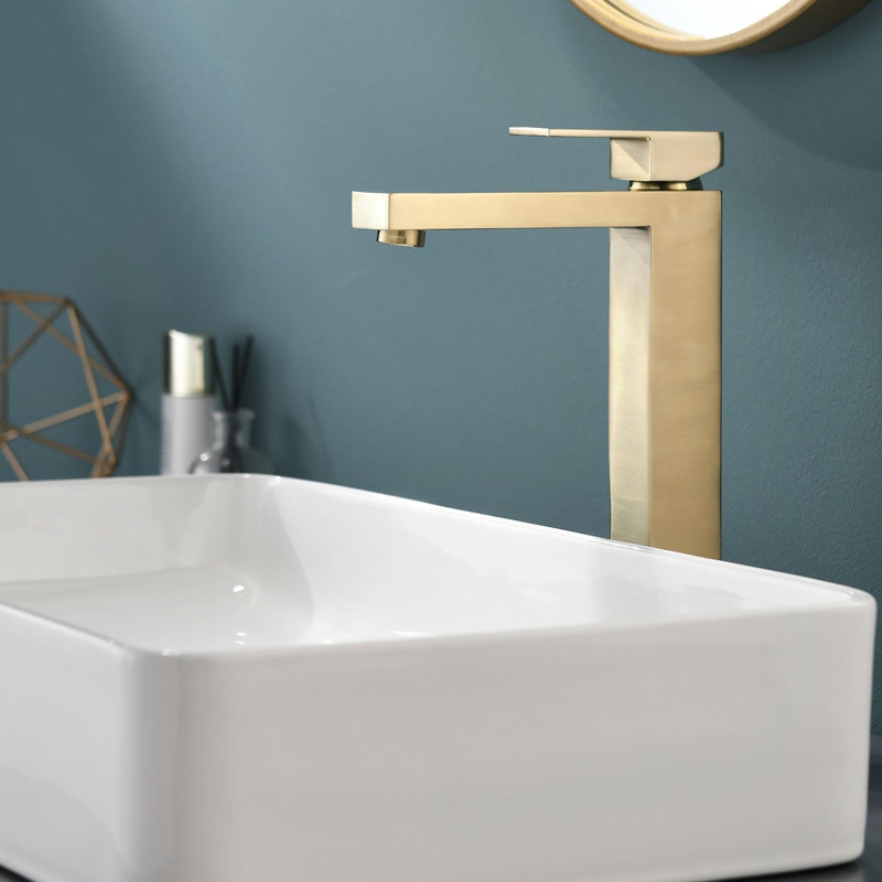 Single Handle Brass Bathroom Sink Faucet, Brushed Gold