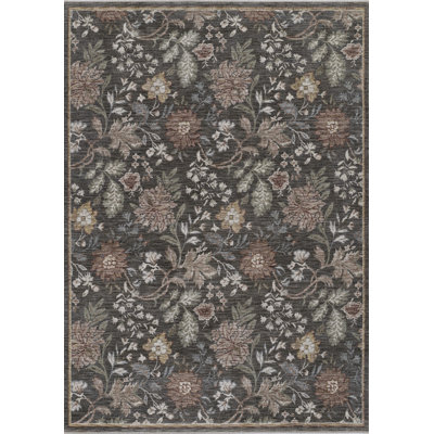 Simmonsville Polyester Traditional Charcoal Area Rug 9'2" X 12'5"