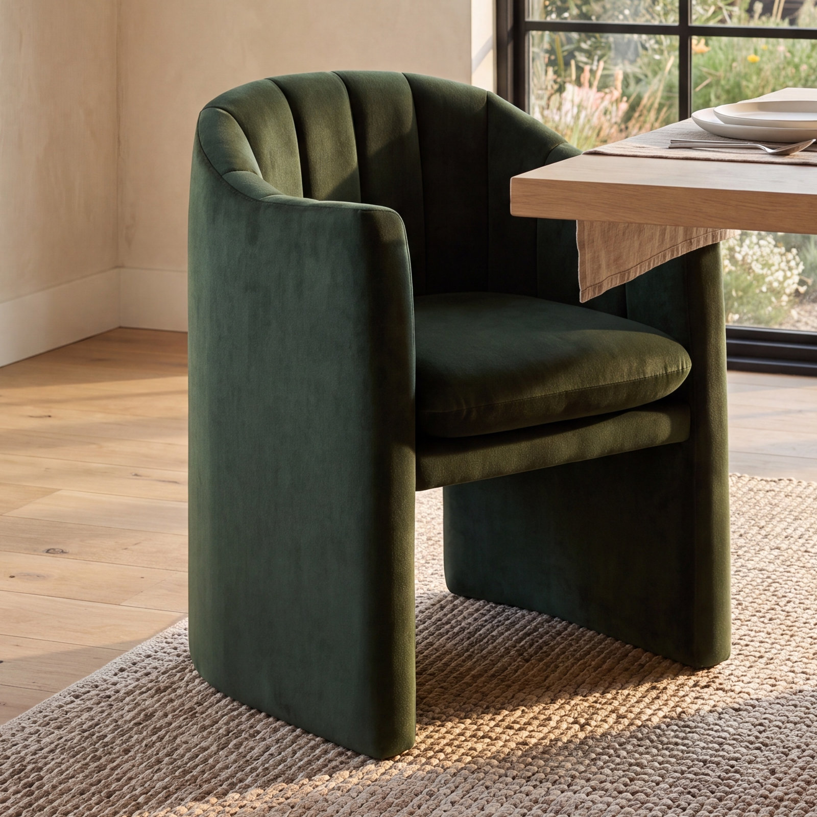 Kidman Velvet Dining Armchair, Green Velvet