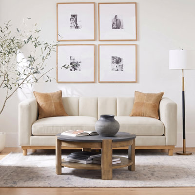Elian 78.7" Wide Modern Chenille Sofa with Channel Tufting and Wood Base