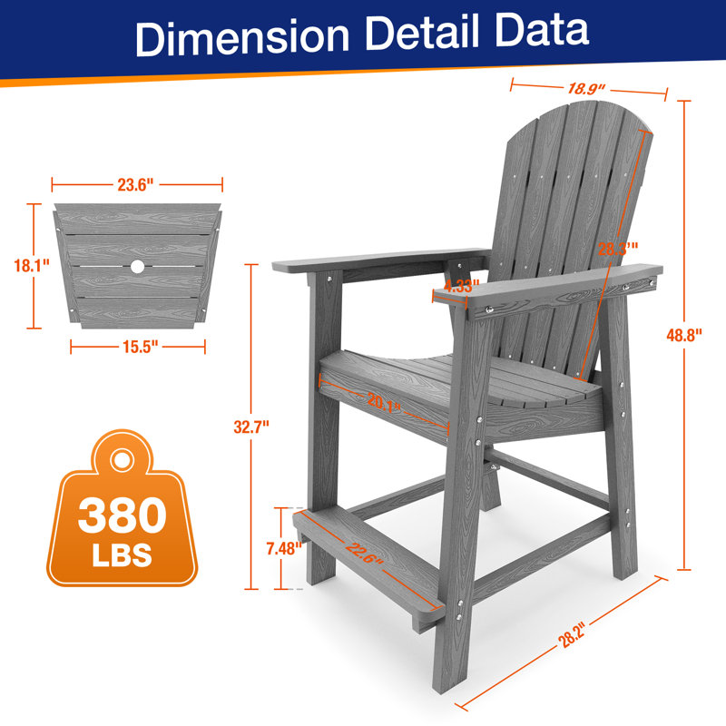 Chaise Adirondack avec table Borghild Hips, gris