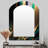 Green And Gold Agate III - Transitional Asymmetrical Wall Mirror, Green Arch Decorative Mirror, Printed Metal Art-1947039634