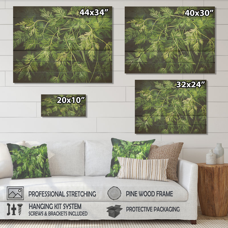 Herbs Pottery Delights II - Herbes florales sur bois, H 24 po x l 32 po x P 0,78 po