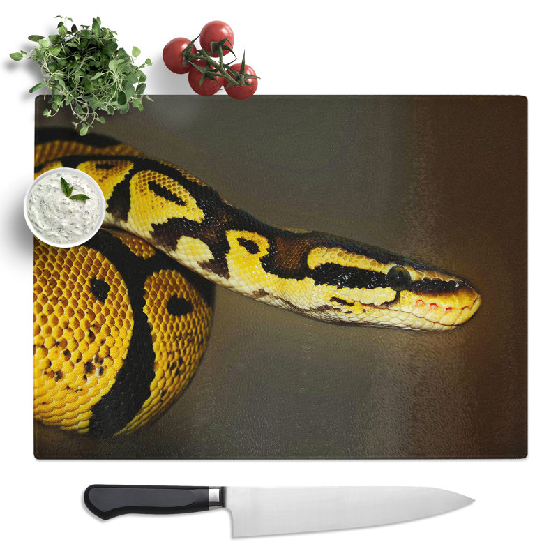 Python Snake Art  Glass Chopping Board