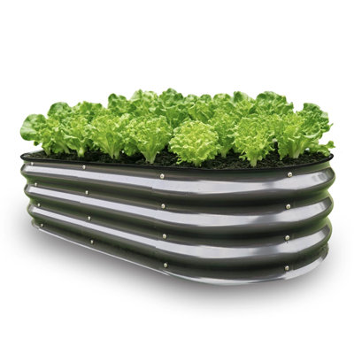  4x2x1ft Galvanized Raised Garden Bed, Planter Boxes Outdoor Metal Garden Beds For Planting Vegetables Flowers Herbs Dark Gray
