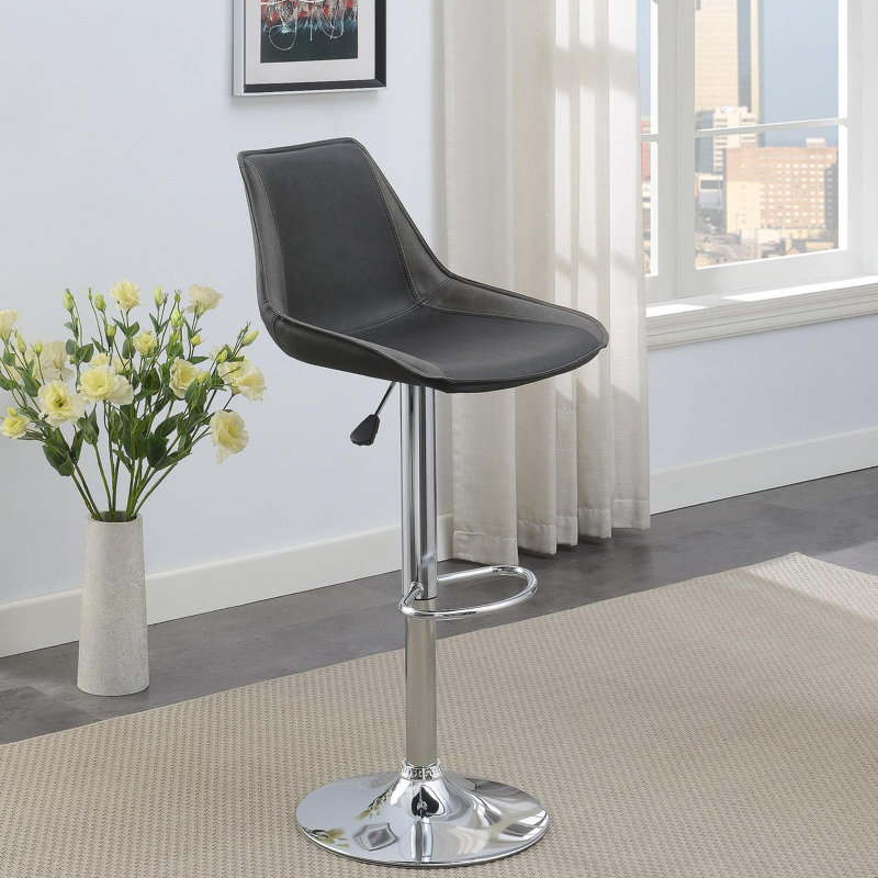 Ensemble de 2 chaises / tabourets de bar pour salle à manger avec tabourets de bar réglables couleur ébène et polyuréthane chromé