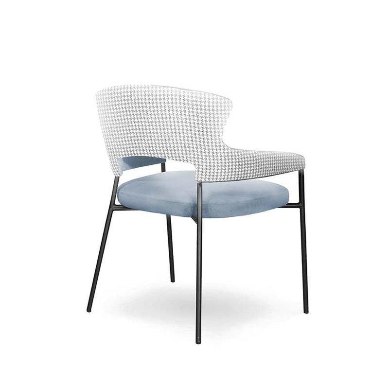 Fauteuil moderne à structure en métal avec assise et dossier rembourrés