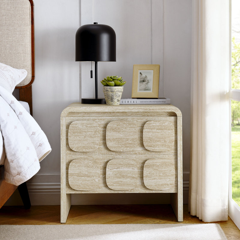 Toscana 2-Drawer Nightstand In Travertine