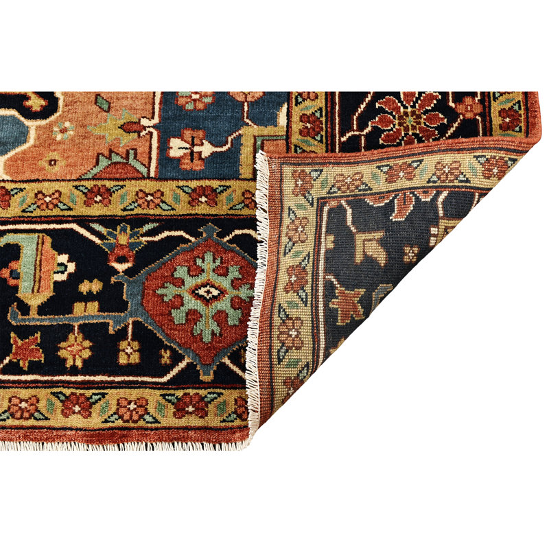 High-Quality Hand-Knotted Red And Blue Area Rug, Rectangle 8' x 10'