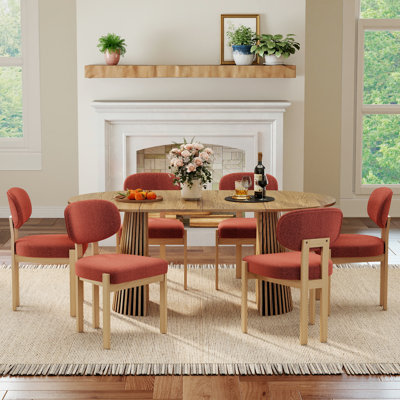 Ensemble de table de salle à manger ovale extensible, table de salle à manger en panneau de fibres à densité moyenne ronde à ovale de 39,37 po à 70,87 po, mobilier de salle à manger de luxe moderne et peu encombrant