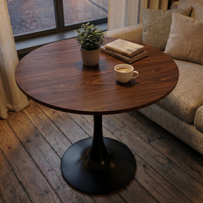 Table basse 31,5 "avec base piédestal noire et table basse Mid-Century