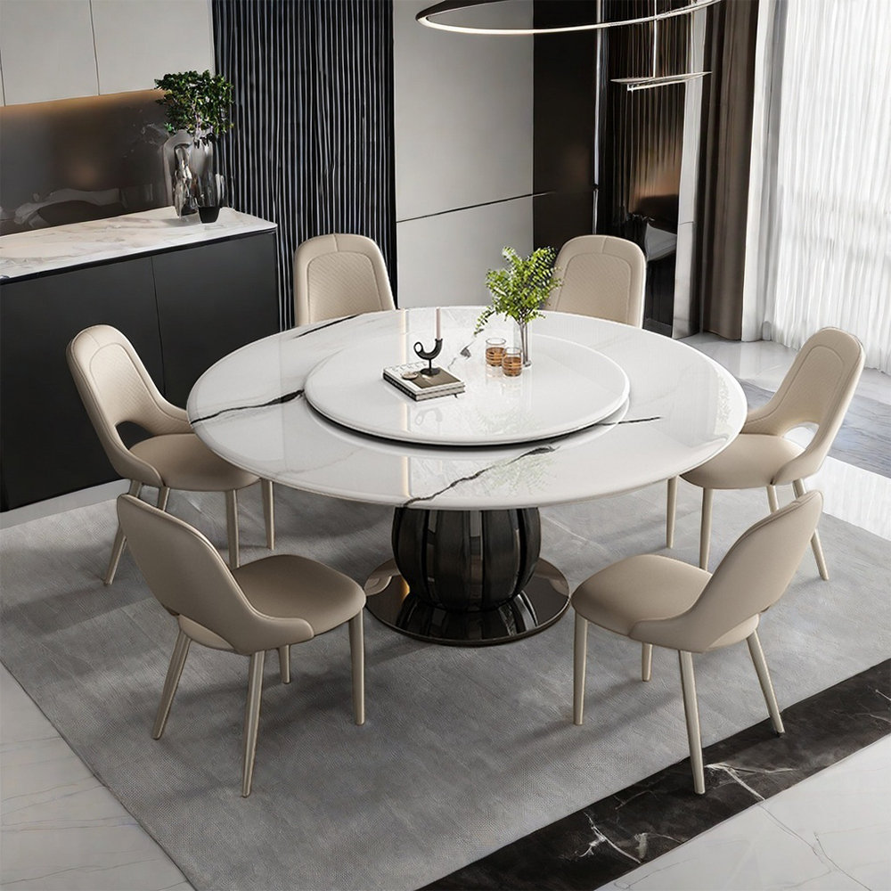 ALLNICEDT Artificial marble marble round dining table set Wayfair