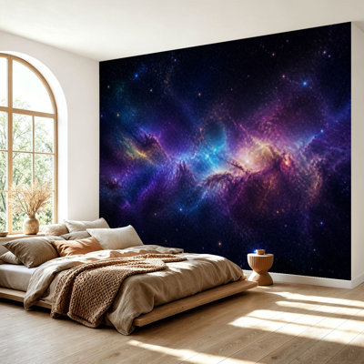 Wall Mural Peel and Stick Wallpaper Galaxy Outer Space Colorful Nebula Star Field Night Sky Cloud Starry Self-Adhesive Removable Contact Paper Wall Decor for Living Room Bedroom 69"H x 96"W