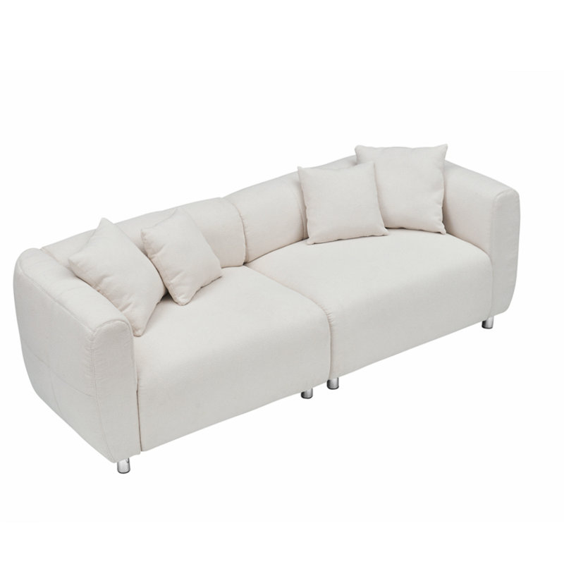 Canapé à accoudoirs carrés de 88,98 po Olimpiu, Mélange de polyester beige, Silver