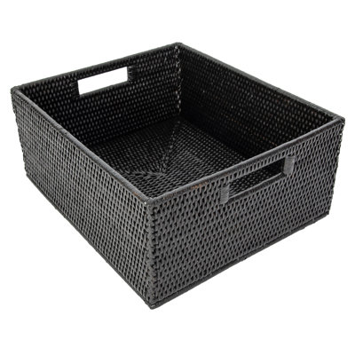 Rattan Rectangular Basket with Cutout Handles