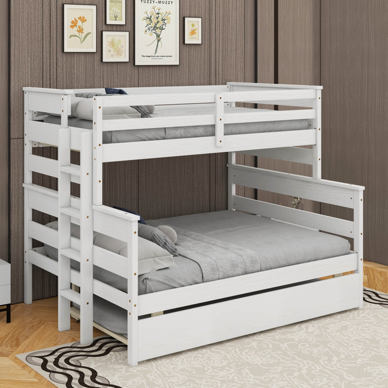Twin Over Full Bunk Bed With Trundle, White