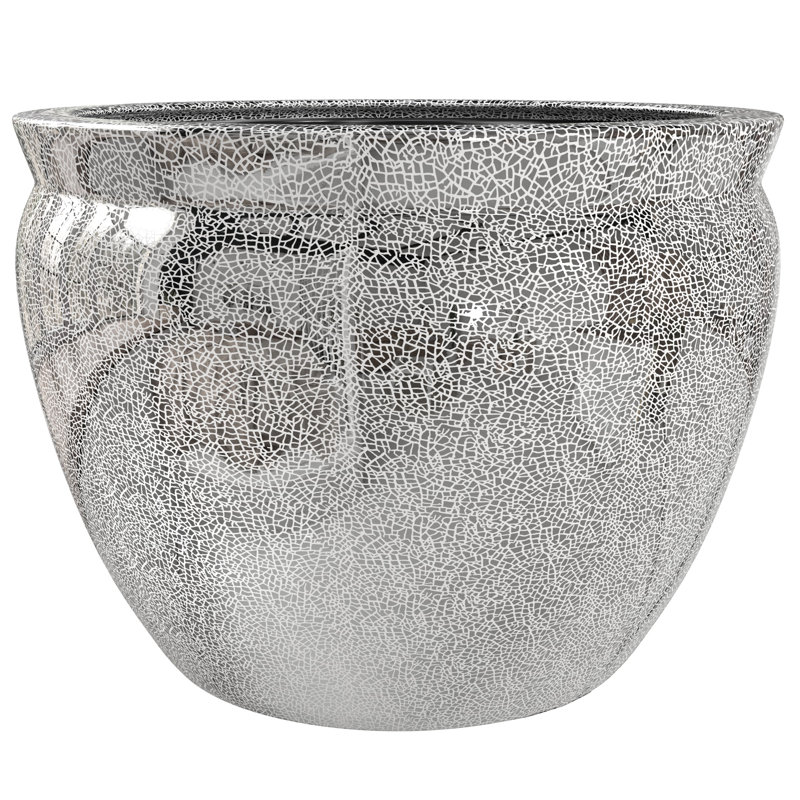 14" Sky Blue Fishbowl, Silver, 10.5" H X 14.5" W X 14.5" D