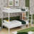 A Full-Sized Over Full-Sized Metal Bunk Bed, Equipped With A Lateral Storage Ladder And A Wardrobe-1154517008-1174173067