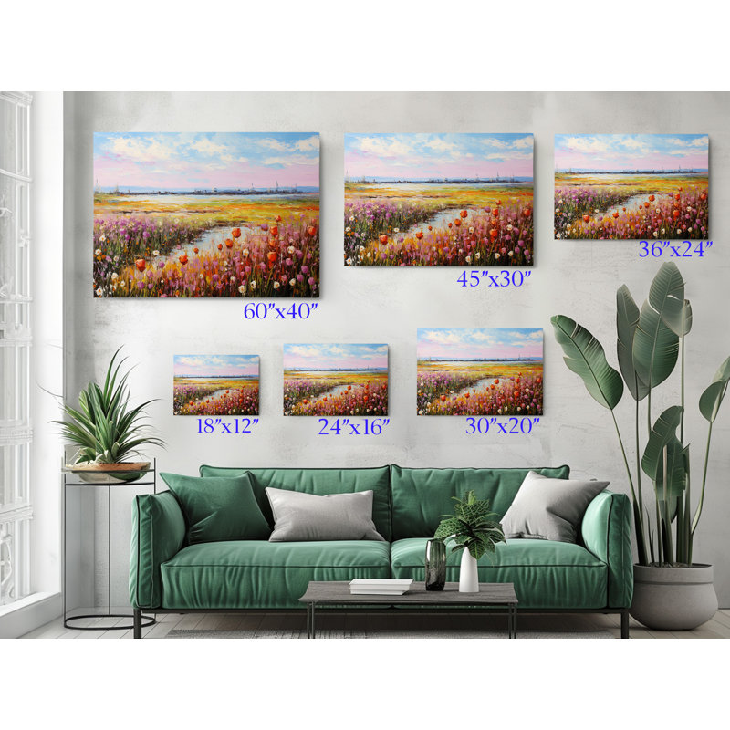 Reproduction d'art sur toile, peinture à l'huile sur champ de fleurs, décoration murale moderne pour la maison et le bureau