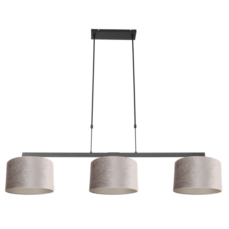 Alisun 3 - Light Black Kitchen Island Pendant, Matt Brushed Nickel
