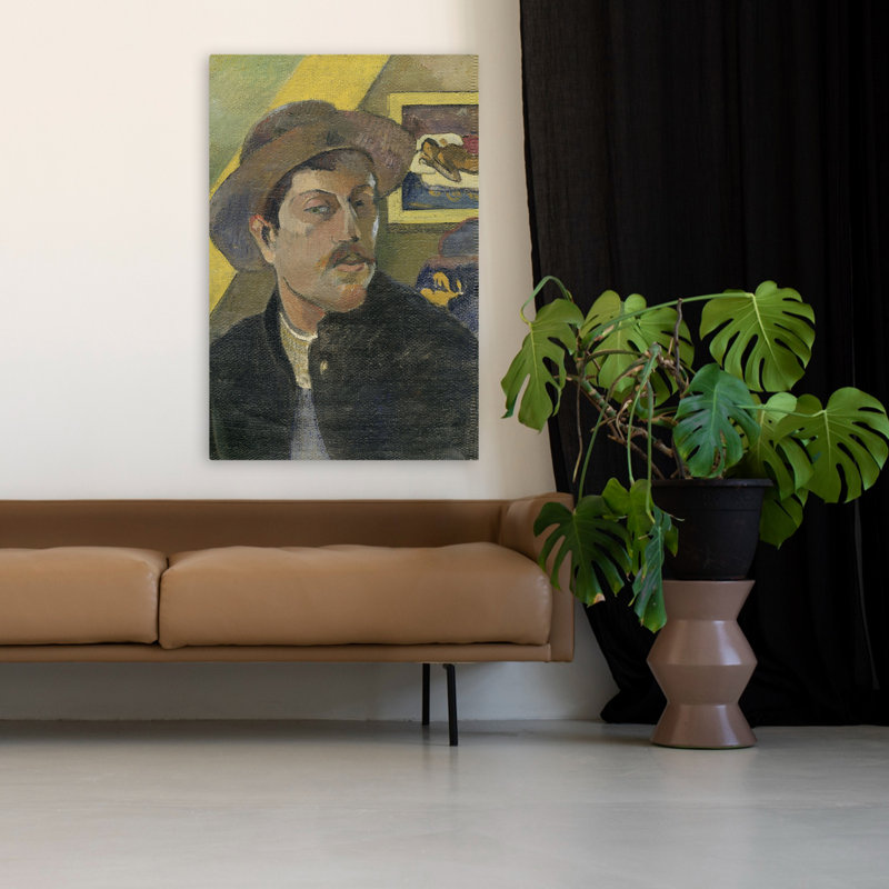 Autoportrait avec un chapeau - Art post-impressionniste musée, H 48 po x l 32 po
