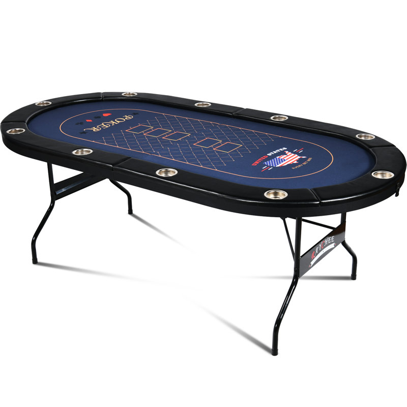 Kulamoon 84'' 10 - Player Foldable Poker Table, Black