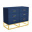 Grande commode buffet moderne à 6 tiroirs avec pieds en métal doré 39,3 po-531112023