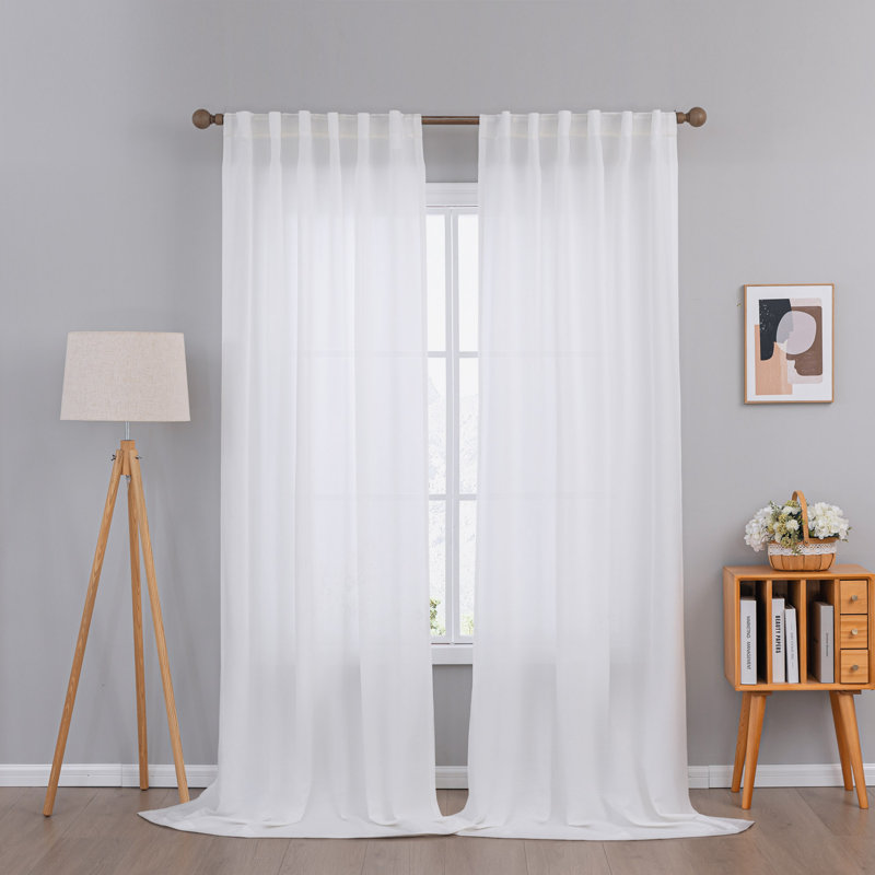 Paire de rideaux semi-transparents Dabachi, L 52 po x L 108 po, Blanc