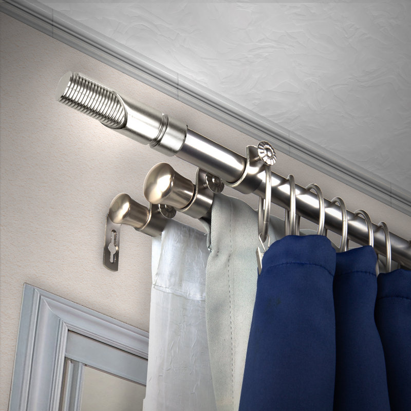 Ensemble de tringle à rideaux réglable 0,81 po, Nickel satiné, 48" - 84"