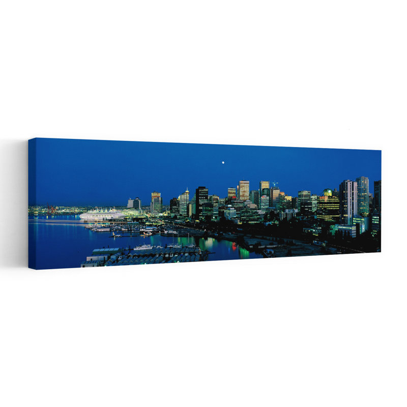 Evening Skyline Vancouver British Columbia Canada by Oleg Cajko - Wrapped Canvas Panoramic Print, 40.64 cm H x 121.92 cm W