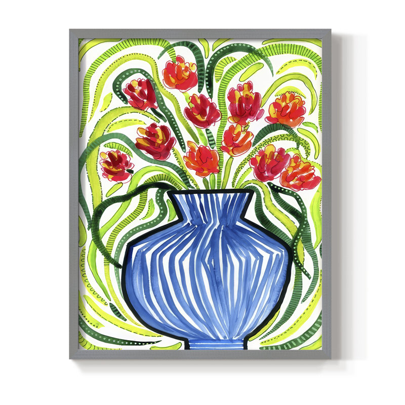 «Adventure Floral I», reproduction encadrée - bois massif, H 30 po x l 24 po, Gris