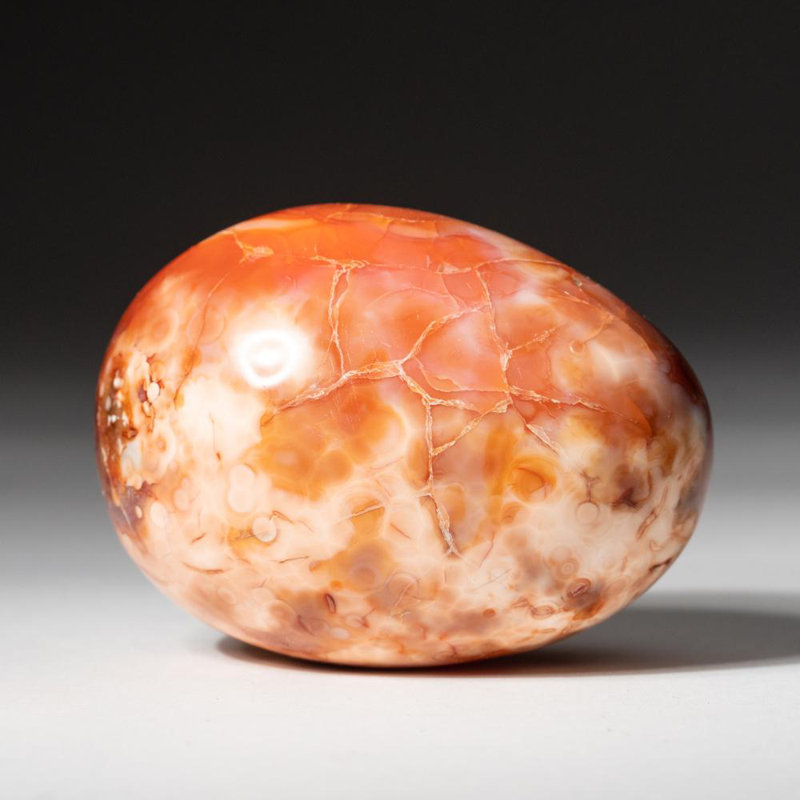 Polished Carnelian Palm Crystal from Brazil, Tan, 2" H x 1.5" W x 2.5" D