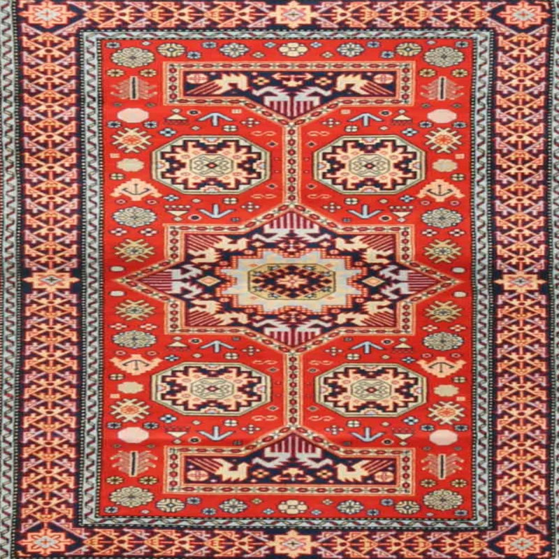 Tapis traditionnel mehroon/noir/crème Parthenon, Carré 3 pi