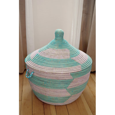 Aqua & Lavender Herringbone Storage Basket