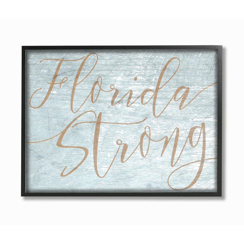 Impression d’art textuel « Florida Strong » par Daphne Polselli, H 16 po x l 20 po, Giclée encadrée noir minuit