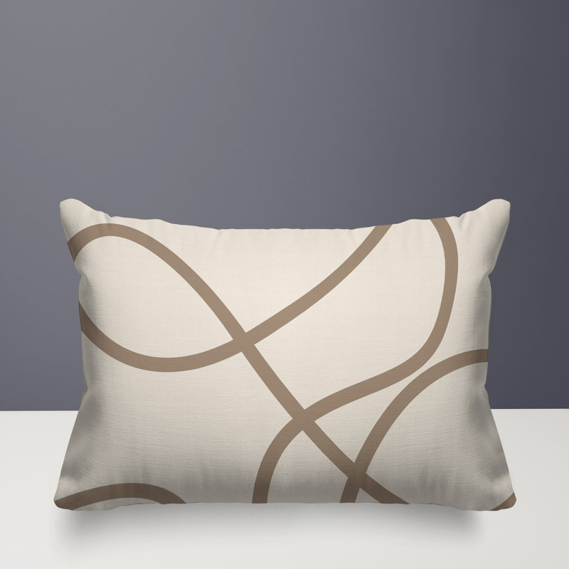 Coussin lombaire réversible intérieur / extérieur Jai Abstract, H 14 po x l 20 po, Beige