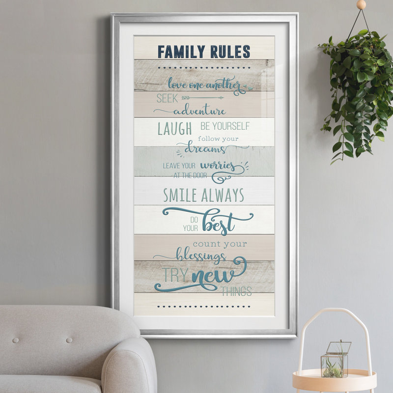 Family Rules - Print, Argent, H 10,5 po x l 18,5 po x P 1,5 po