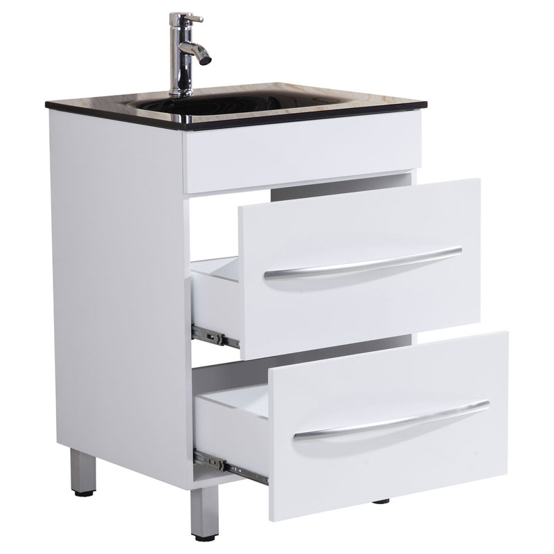 Ensemble de meuble-lavabo simple 24 po avec miroir Marguez, Noir