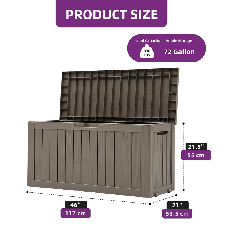 Coffre de terrasse 72 gallons, Brun