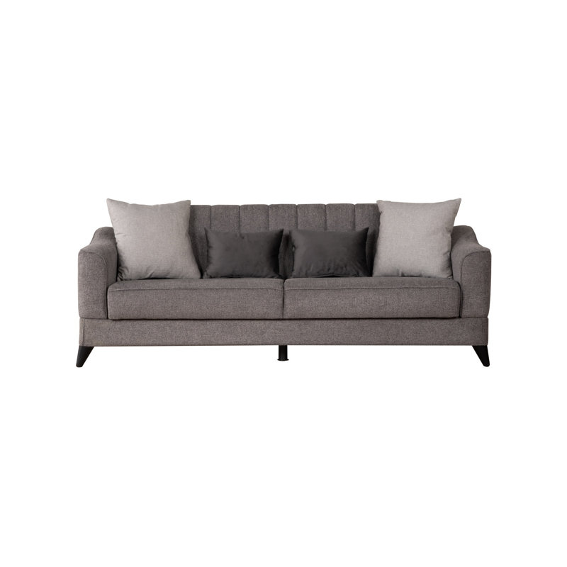 Canapé-lit Prestige gris, Gris chenille, Noyer foncé