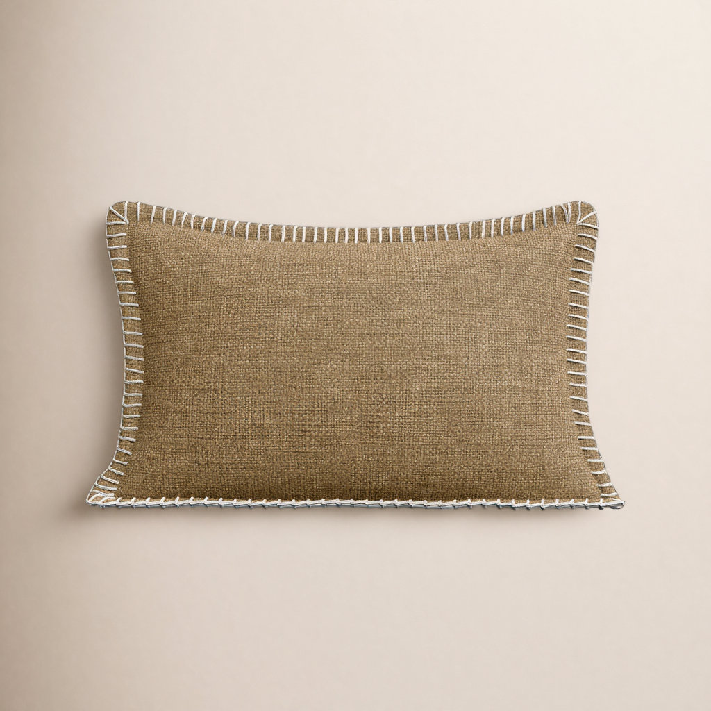 Fernande Cotton Throw Pillow, Gold, Polyester/Polyfill, 13" H x 21" W x 6" D