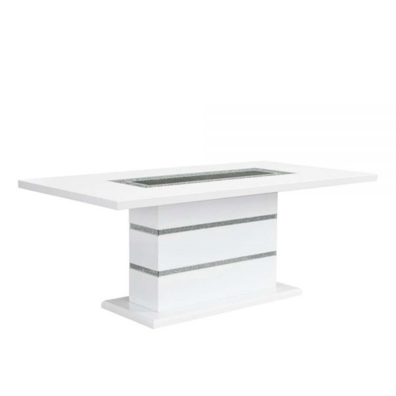 ACME Élizaveta Millholland avec piédestal, velours gris, faux cristaux et finition blanche ultrabrillante