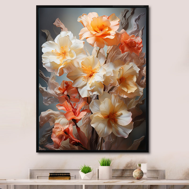 Vyolet DAffodils, impression romantique, H 44 po x l 34 po x P 1,5 po, Cadre flottant noir
